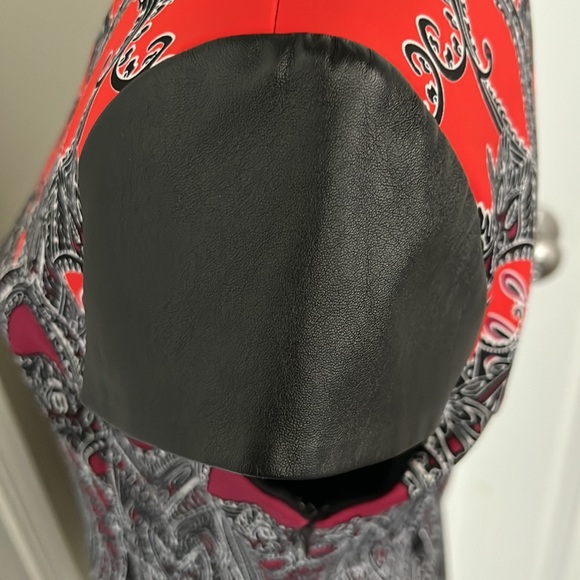 London Times Dress with Faux Leather Cap Sleeves - Picture 4 of 7